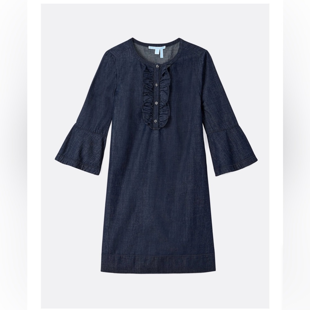 Draper James Chambray Ruffle Shift Dress - Picture 4 of 12